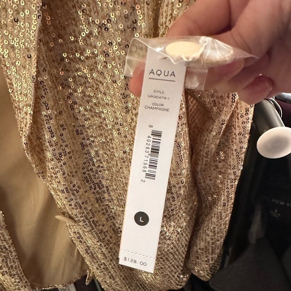 NWT Aqua x Bloomingdales Gold Sequin Party Blazer - Picture 2 of 4